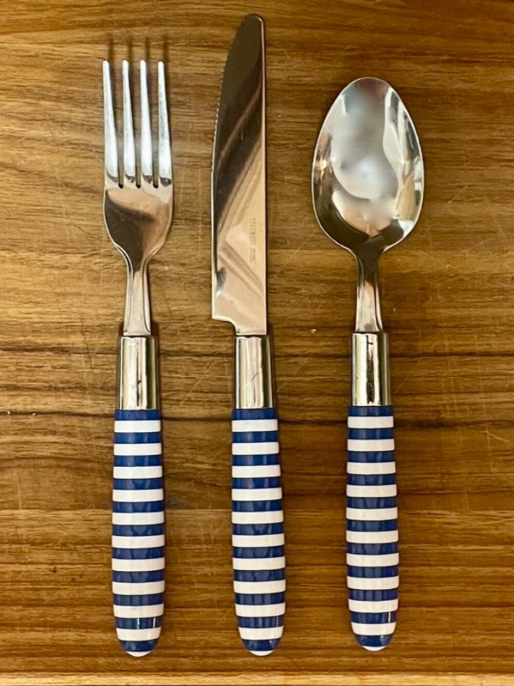 Out of Production 12-piece Draper James flatware Stainless & Stripe Crate Barrel